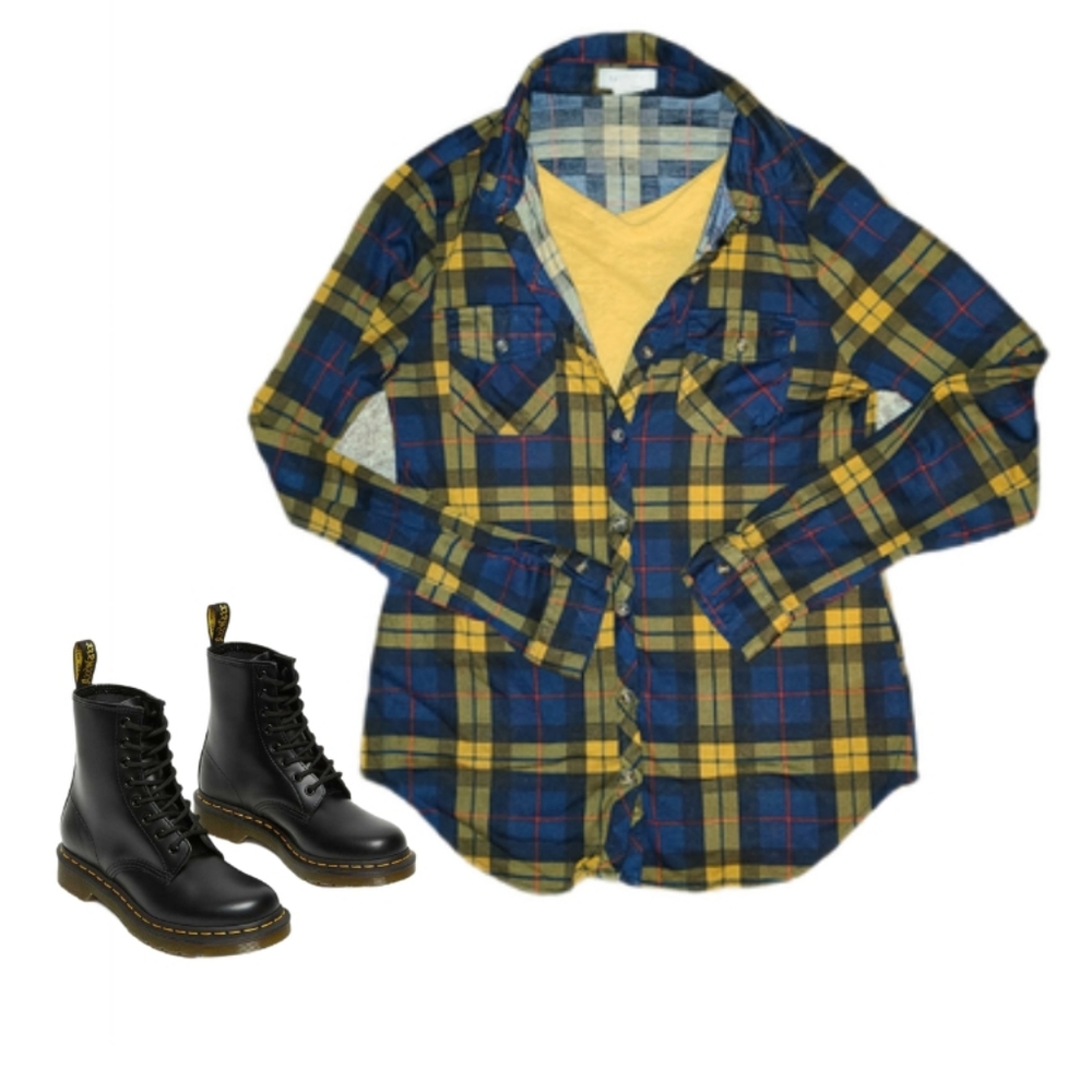 Passport Blue/Yellow Plaid Top